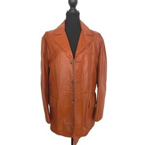 Joo-Kay Leather Jacket Mens 42 Tan Brown Natural Leather Vintage Western Coat